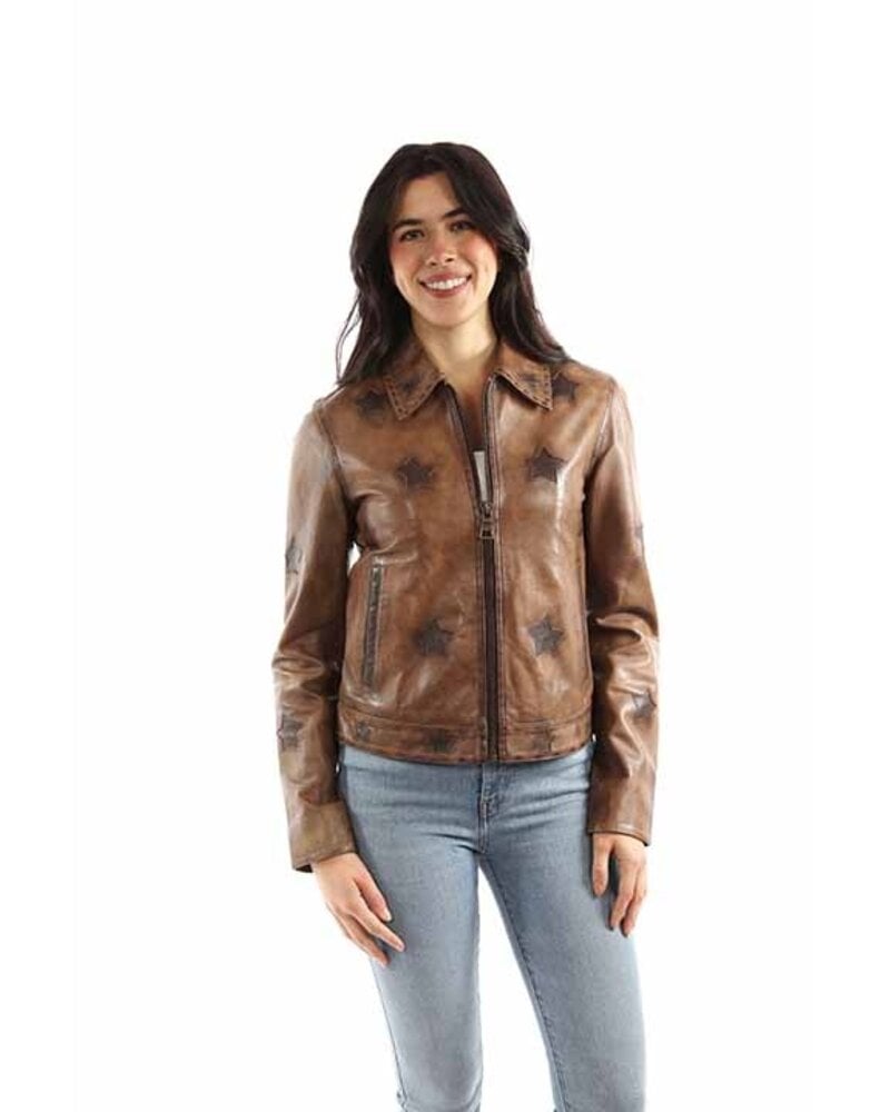 SCULLY STAR APPLIQUE LEATHER JACKET