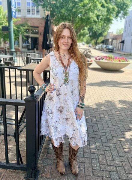FLORAL LINEN DRESS