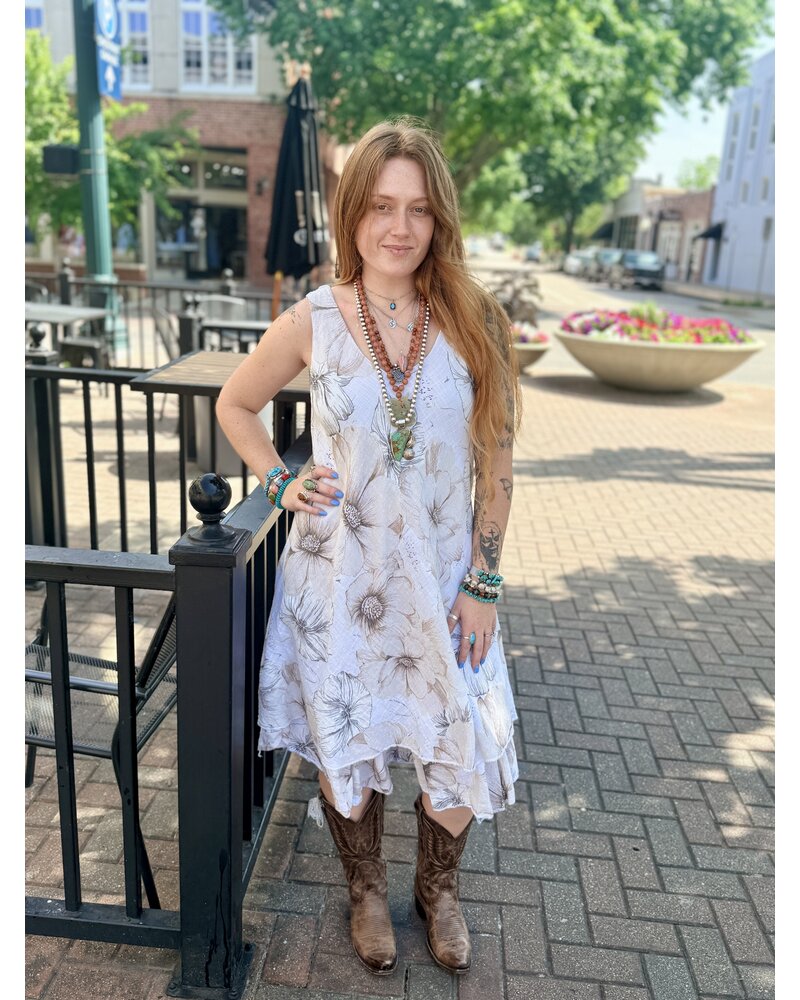 FLORAL LINEN DRESS