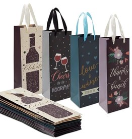 Wine Gift Bag Ribbon Handle with Words