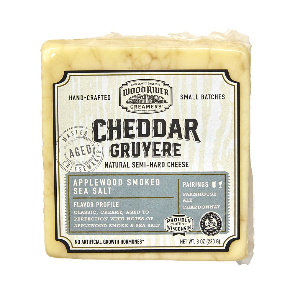 CHEESE WOOD RIVER Smoked Sea Salt Cheddar Gruyere