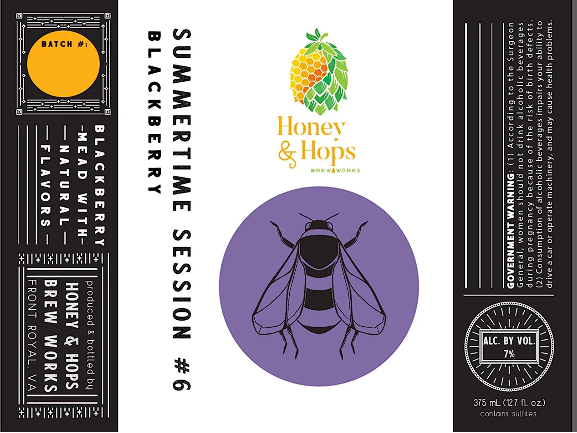 Honey and Hops Summertime Session #6 Blackberry Mead Virginia NV