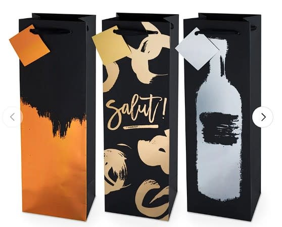 Wine Gift Bag Assorted Metallic Brushstroke