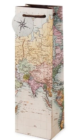 Wine Gift Bag Vintage World Map