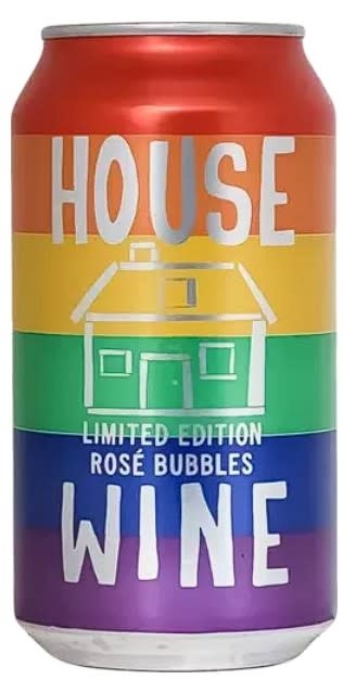 House Wine Rose Rainbow Bubbles California NV Can