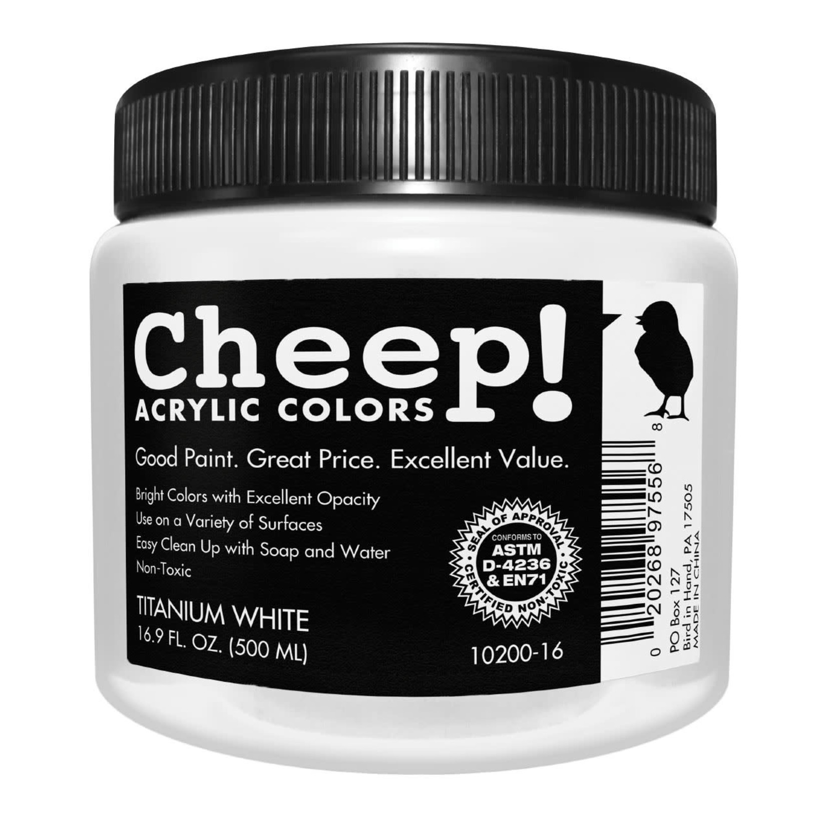 ART ADVANTAGE Cheep Titanium White 16.9 oz. (500 ml) Acrylic Jar