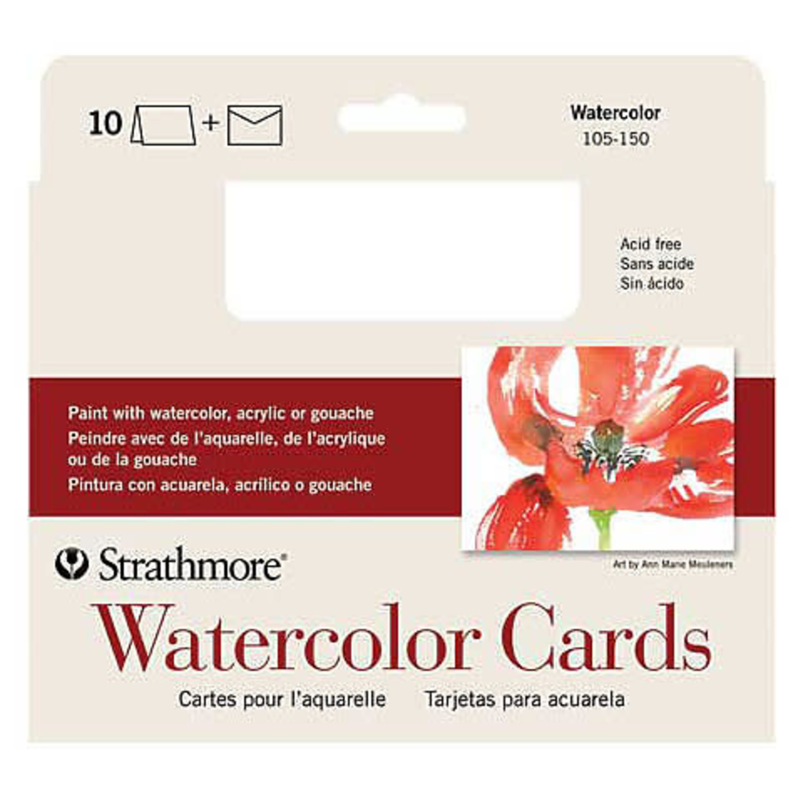 STRATHMORE WATERCOLOUR CARDS 140LB 5X7 10/PK 105150 Colours Artist