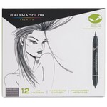 SANFORD PRISMACOLOR BRUSH MARKER SET/12 WARM GREY