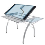 STUDIO DESIGNS FUTURA CRAFT STATION WITH FOLDING SHELF SILVER/BLUE GLASS