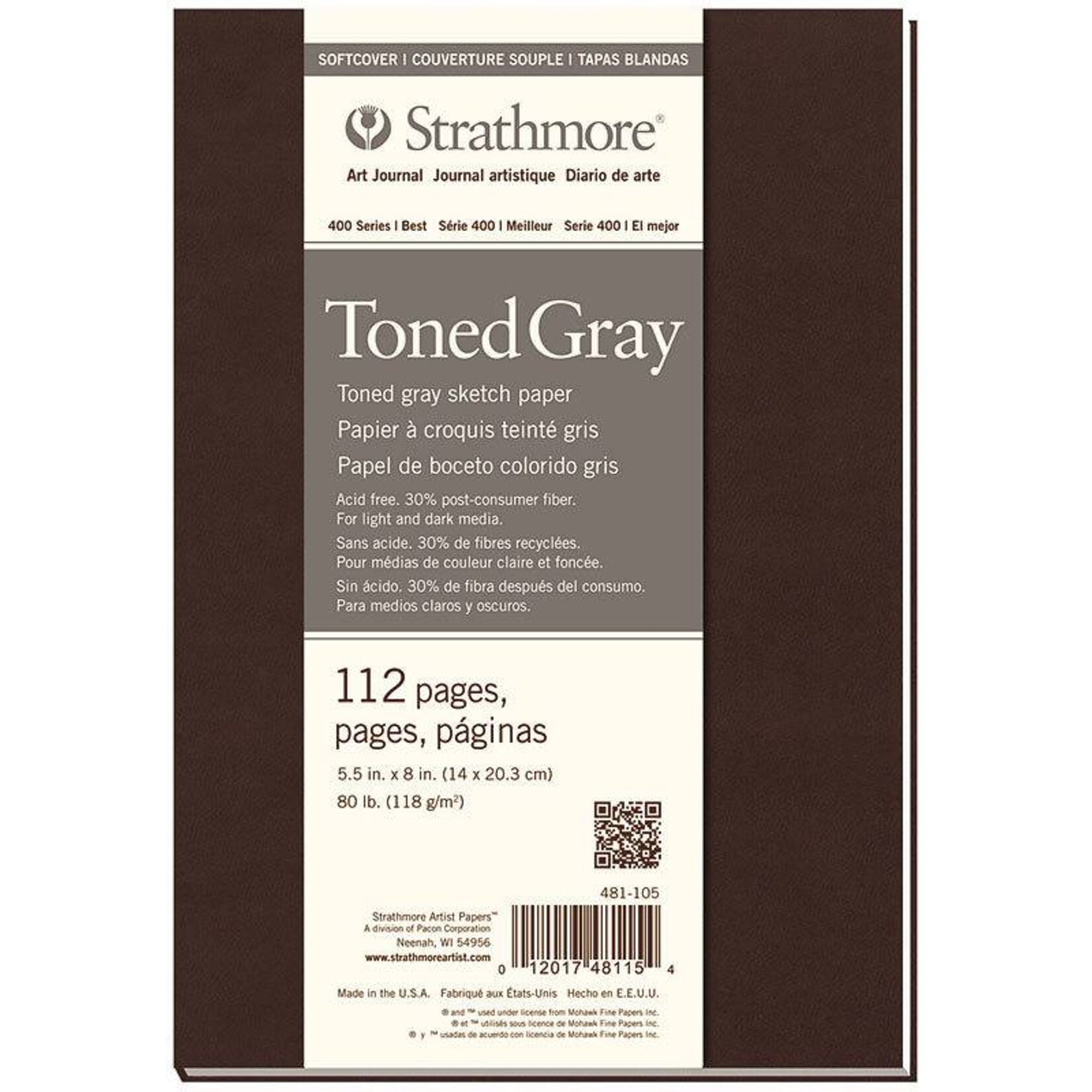 STRATHMORE STRATHMORE TONED GRAY SKETCH PAPER PAD SOFT COVER 5.5X8
