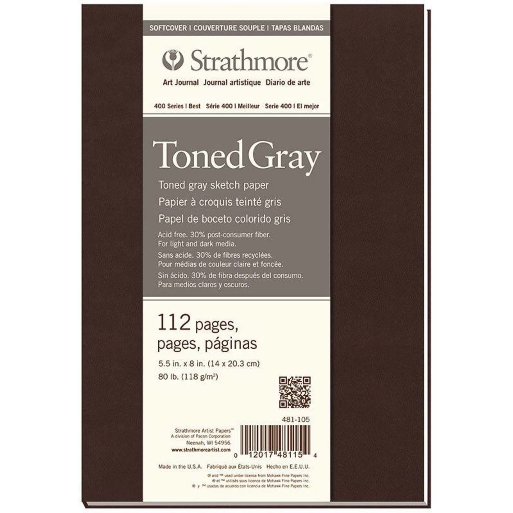 STRATHMORE STRATHMORE TONED GRAY SKETCH PAPER PAD SOFT COVER 7.75X9.75