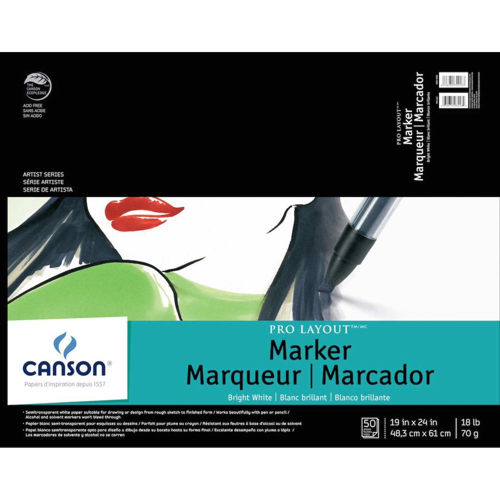 CANSON CANSON ARTIST SERIES PRO LAYOUT MARKER PAD 19X24 18LB  50SHT