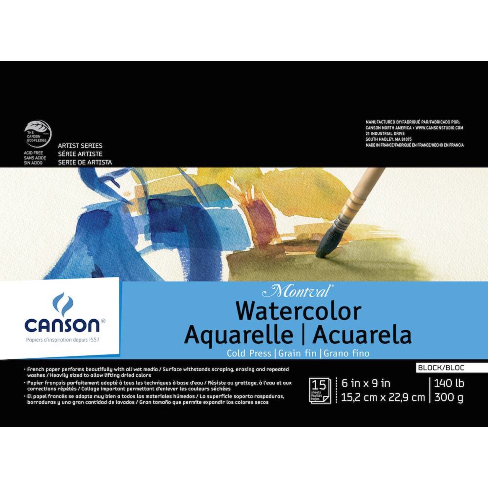 CANSON CANSON MONTVAL WATERCOLOUR BLOCK 140LB CP 6X9 15/SHT    CAN-100511062