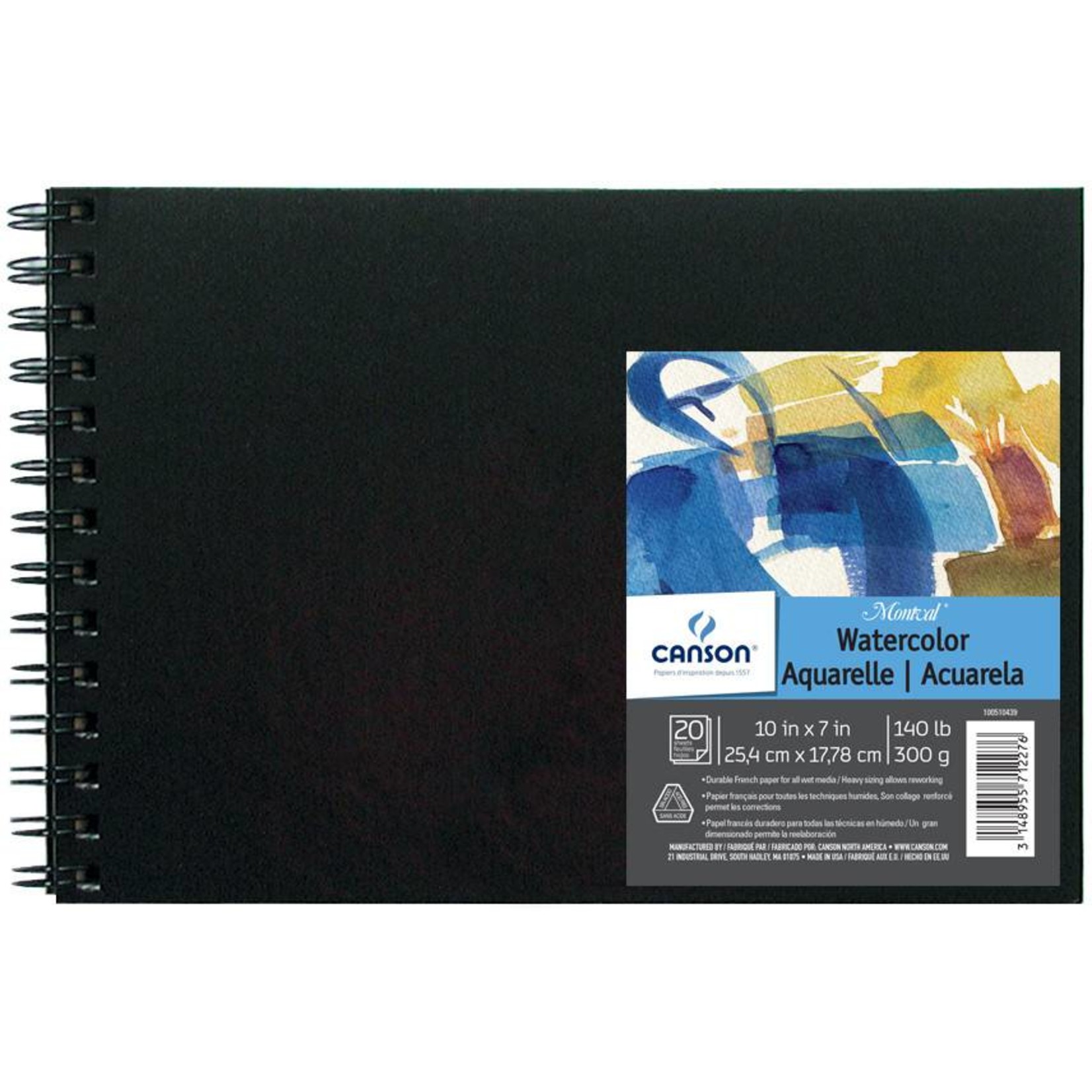 CANSON CANSON MONTVAL FIELD WATERCOLOUR BOOK 140LB CP 10X7 HARDCOVER SIDE COIL  20/SHT    CAN-100510439