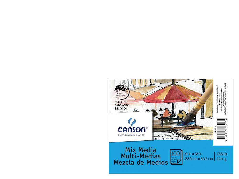 CANSON CANSON XL MIX MEDIA PAPER 9X12 138LB 100/PK CAN100516250