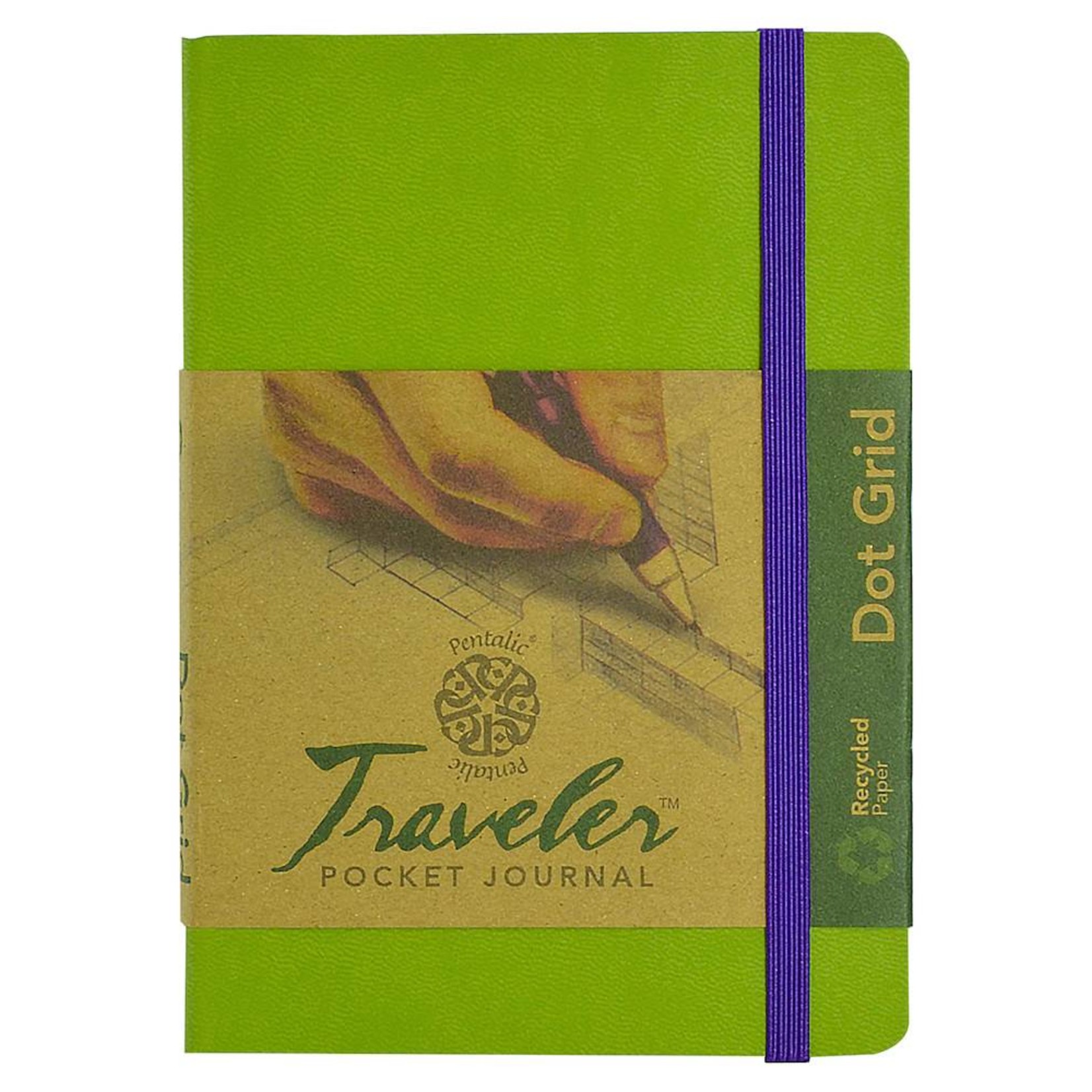 PENTALIC PENTALIC TRAVELER POCKET JOURNAL DOT GRID 6X4 OLIVE GREEN