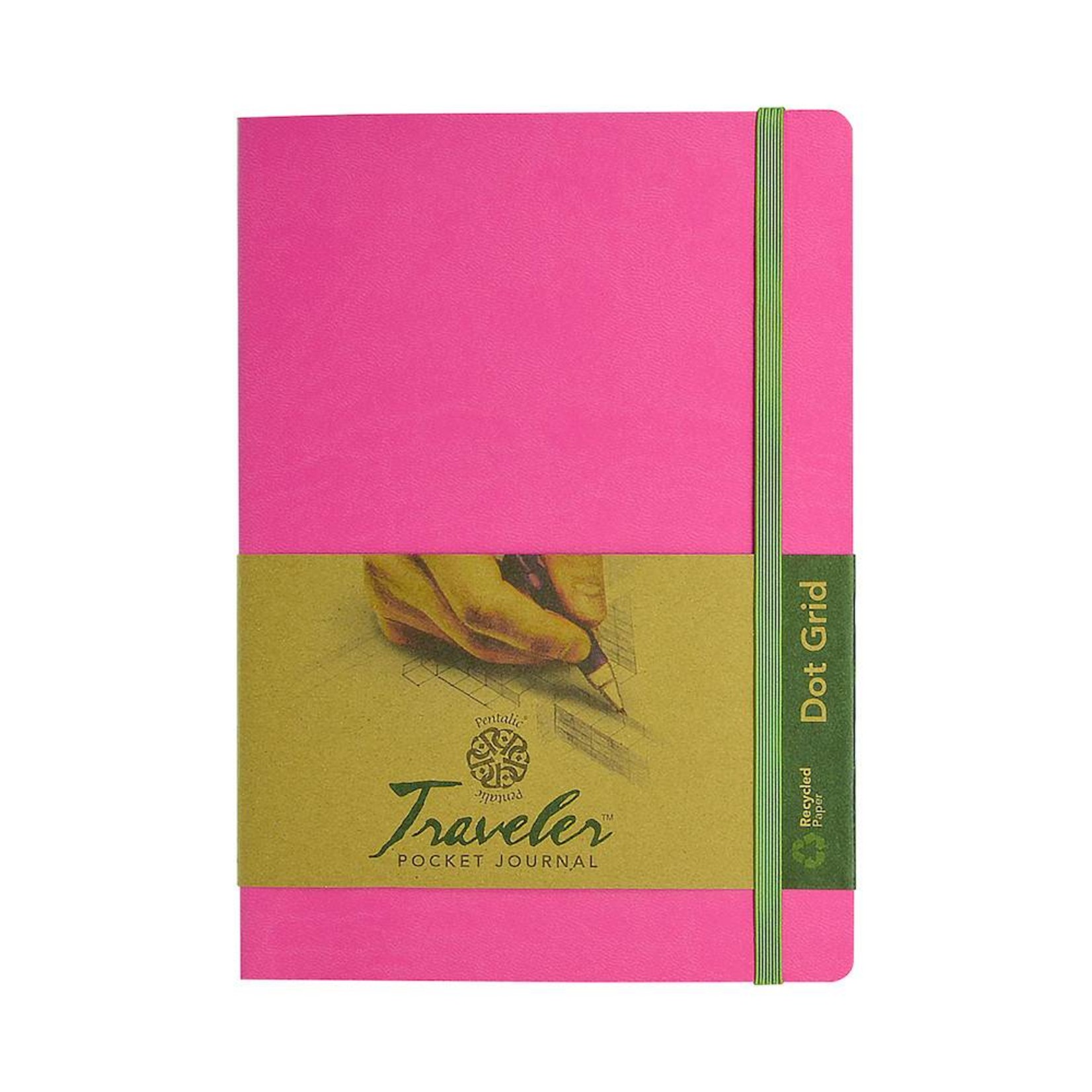 PENTALIC PENTALIC TRAVELER POCKET JOURNAL DOT GRID 8X6 BRIGHT PINK