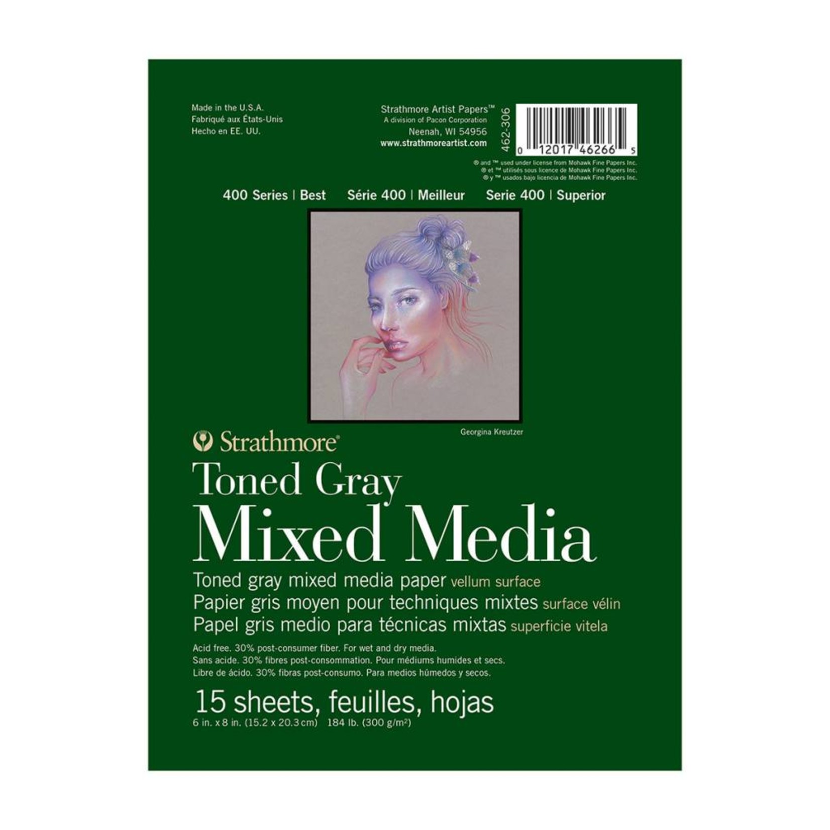 STRATHMORE STRATHMORE TONED GRAY MIXED MEDIA PAD 6X8 TAPE BOUND  15/SHT    STR-462-306