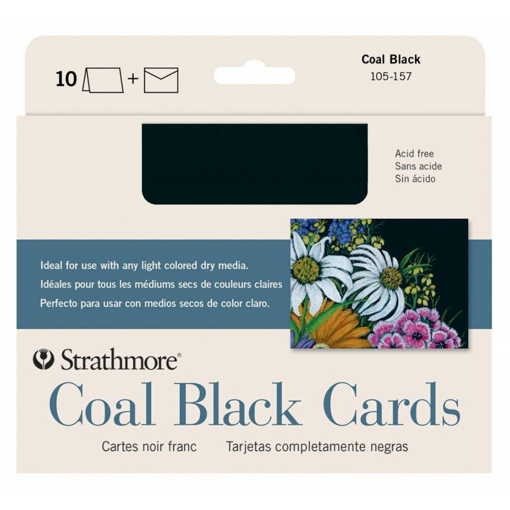 STRATHMORE STRATHMORE COAL BLACK CARDS BLACK 5X7 10/PK    STR-105-157