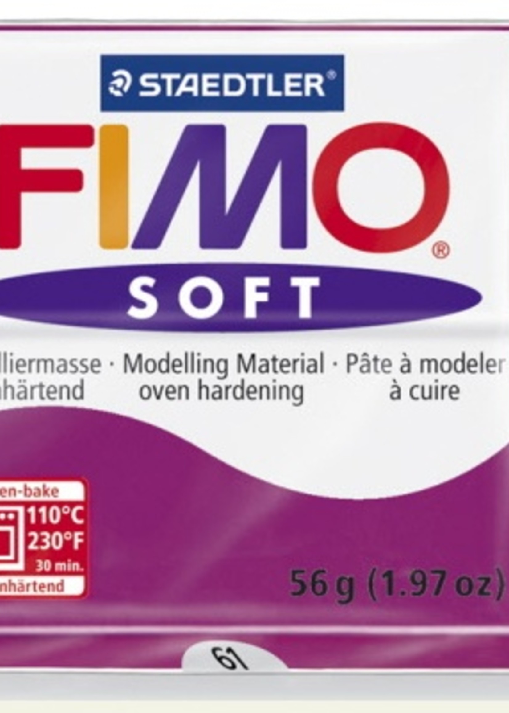 STAEDTLER FIMO SOFT OVEN BAKE CLAY 61 PURPLE 57G