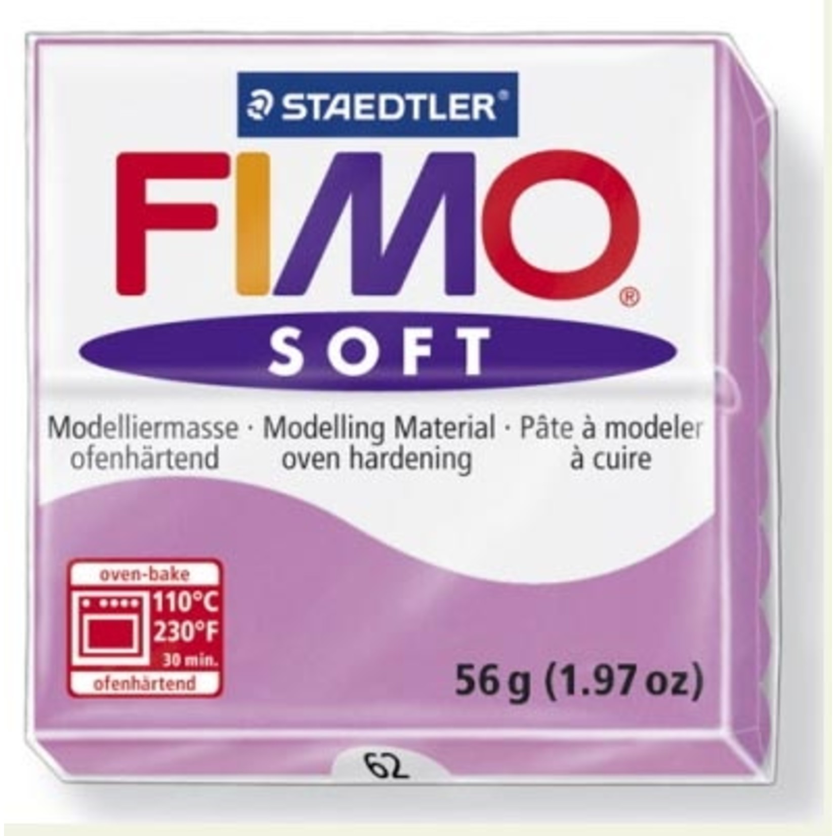 STAEDTLER FIMO SOFT OVEN BAKE CLAY 62 LAVENDER 57G