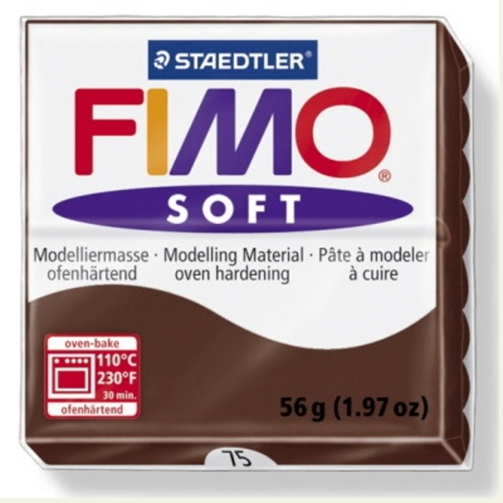 STAEDTLER FIMO SOFT OVEN BAKE CLAY 75 CHOCOLATE 57G