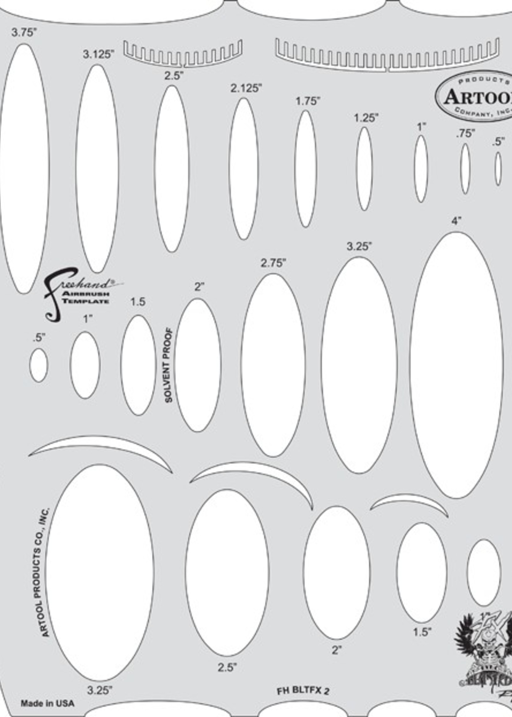 ARTOOLPRODUCTS ARTOOL FREEHAND AIRBRUSH TEMPLATE BLTFX2 OVAL FX