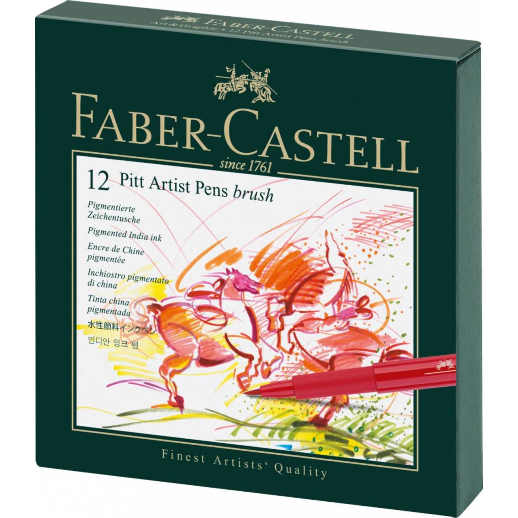 FABER CASTELL PITT ARTIST PEN BRUSH SET/12 STUDIO BOX