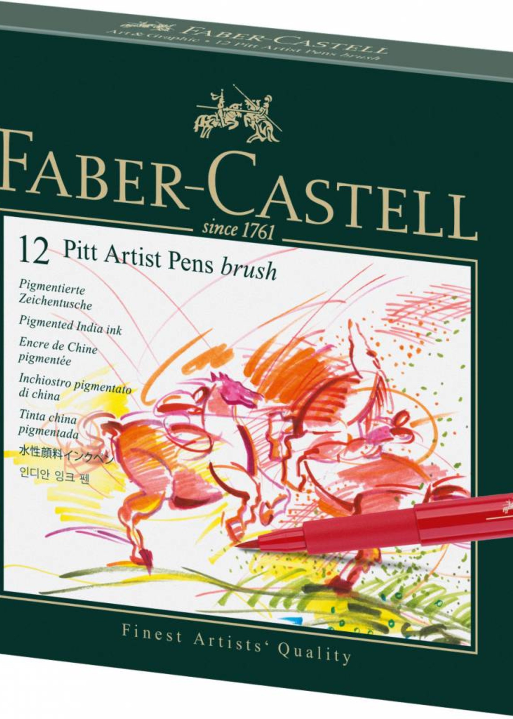 FABER CASTELL PITT ARTIST PEN BRUSH SET/12 STUDIO BOX