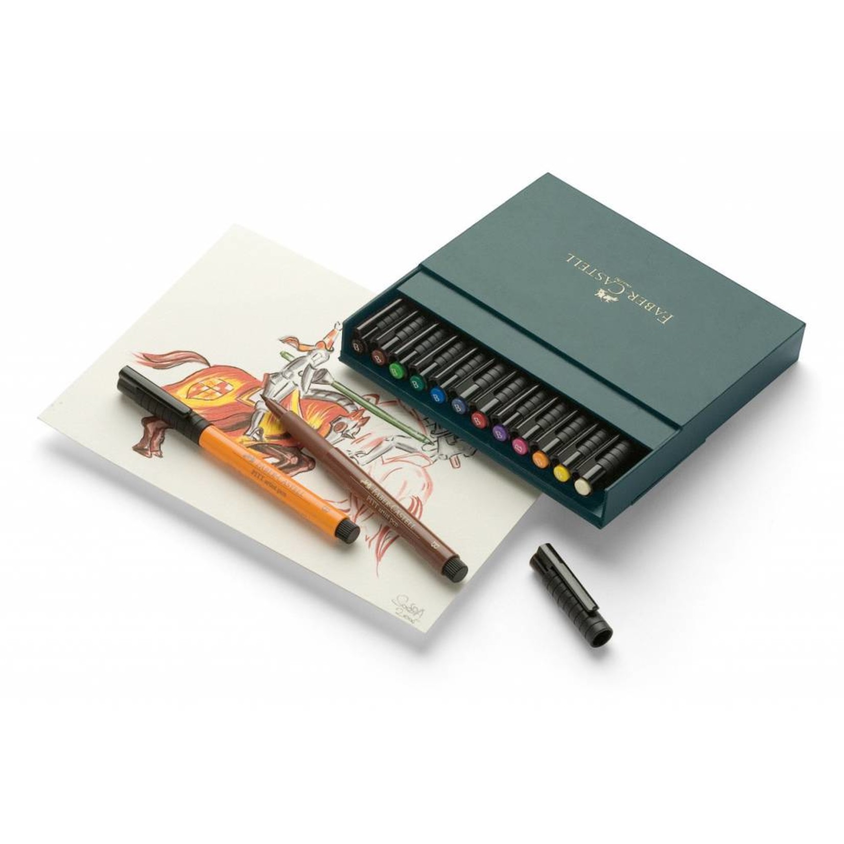 FABER CASTELL PITT ARTIST PEN BRUSH SET/12 STUDIO BOX