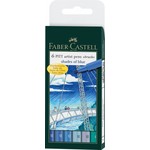 FABER CASTELL PITT ARTIST PEN BRUSH SET/6 SHADES OF BLUE