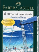 FABER CASTELL PITT ARTIST PEN BRUSH SET/6 SHADES OF BLUE