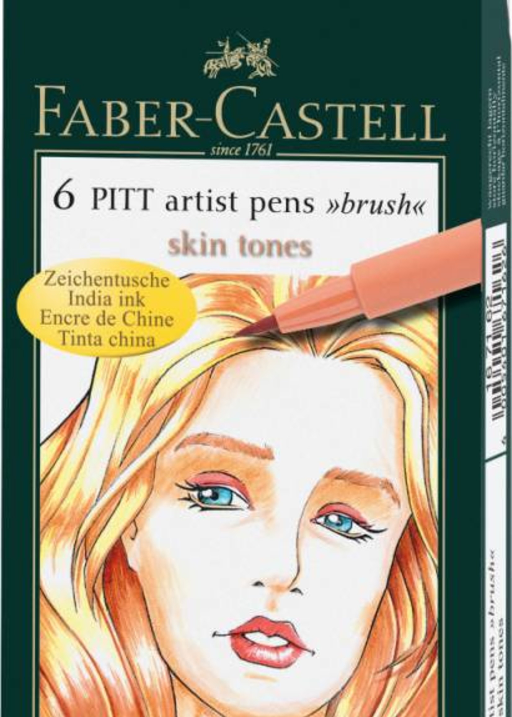 FABER CASTELL PITT ARTIST PEN BRUSH SET/6 SKIN TONES
