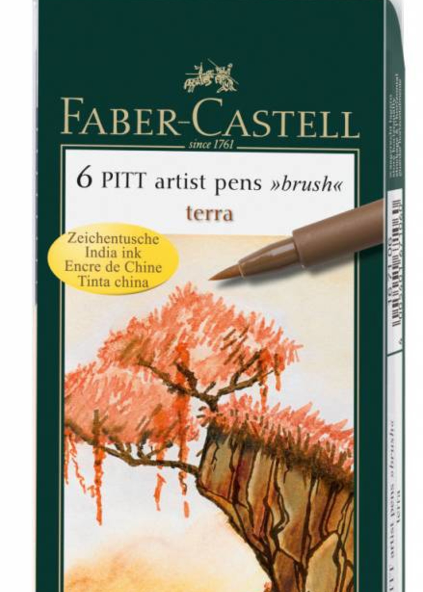 FABER CASTELL PITT ARTIST PEN BRUSH SET/6 TERRA EARTH COLOURS