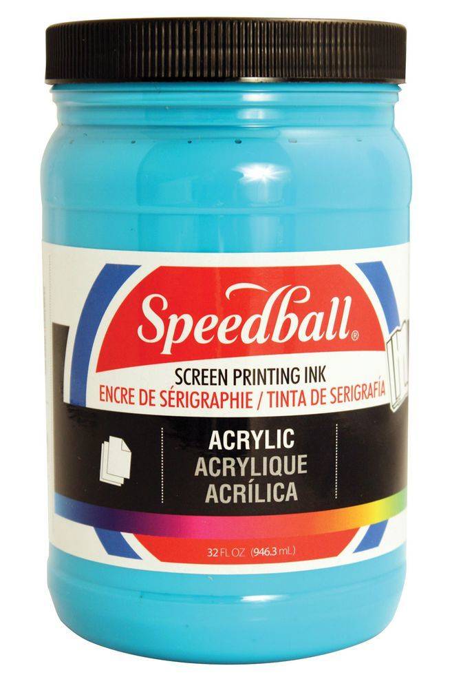 Speedball Fabric Screen Printing Ink 32-Ounce Fluorescent Blue