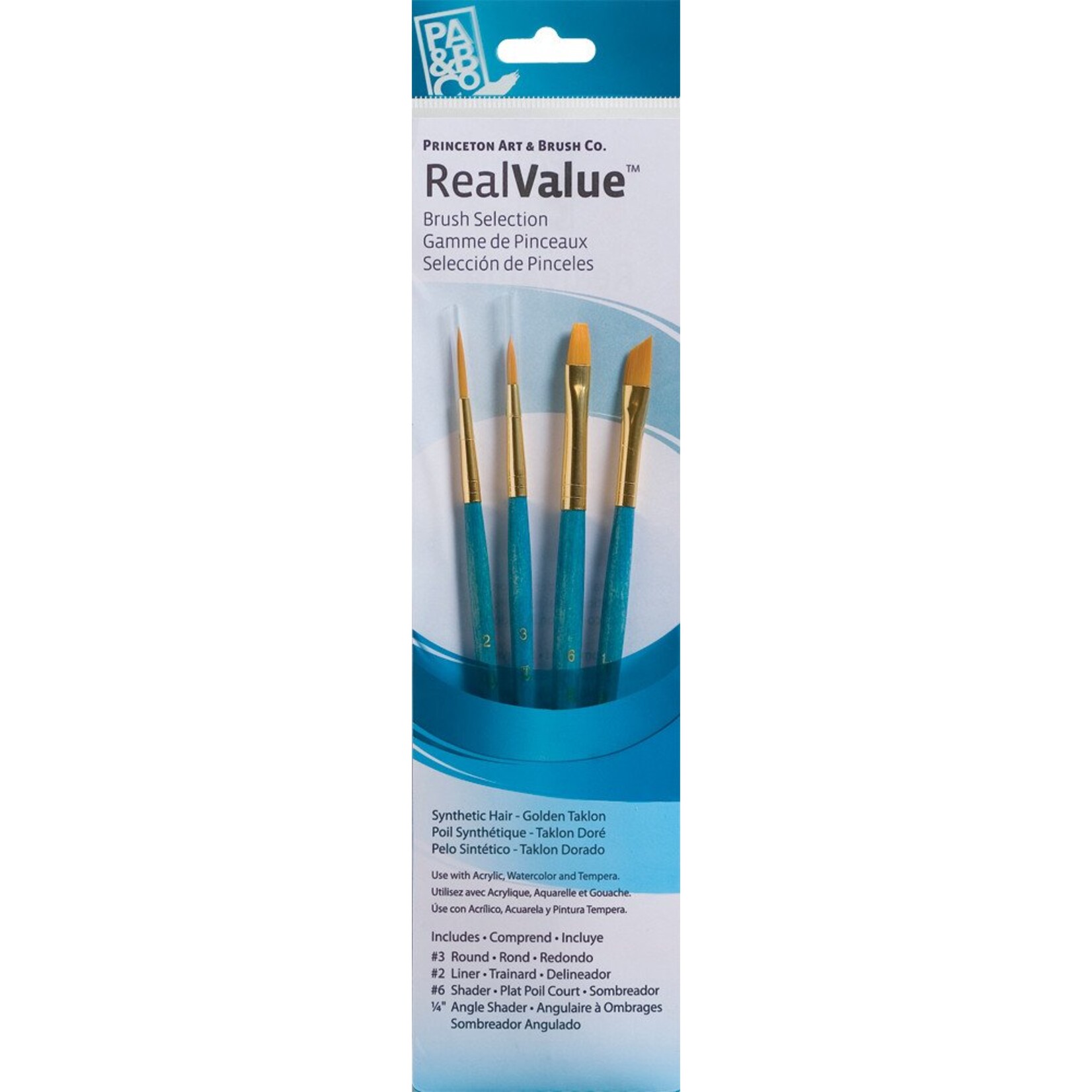 PRINCETON PRINCETON REALVALUE BRUSH SET NO. 9173 SH GOLD TAKLON