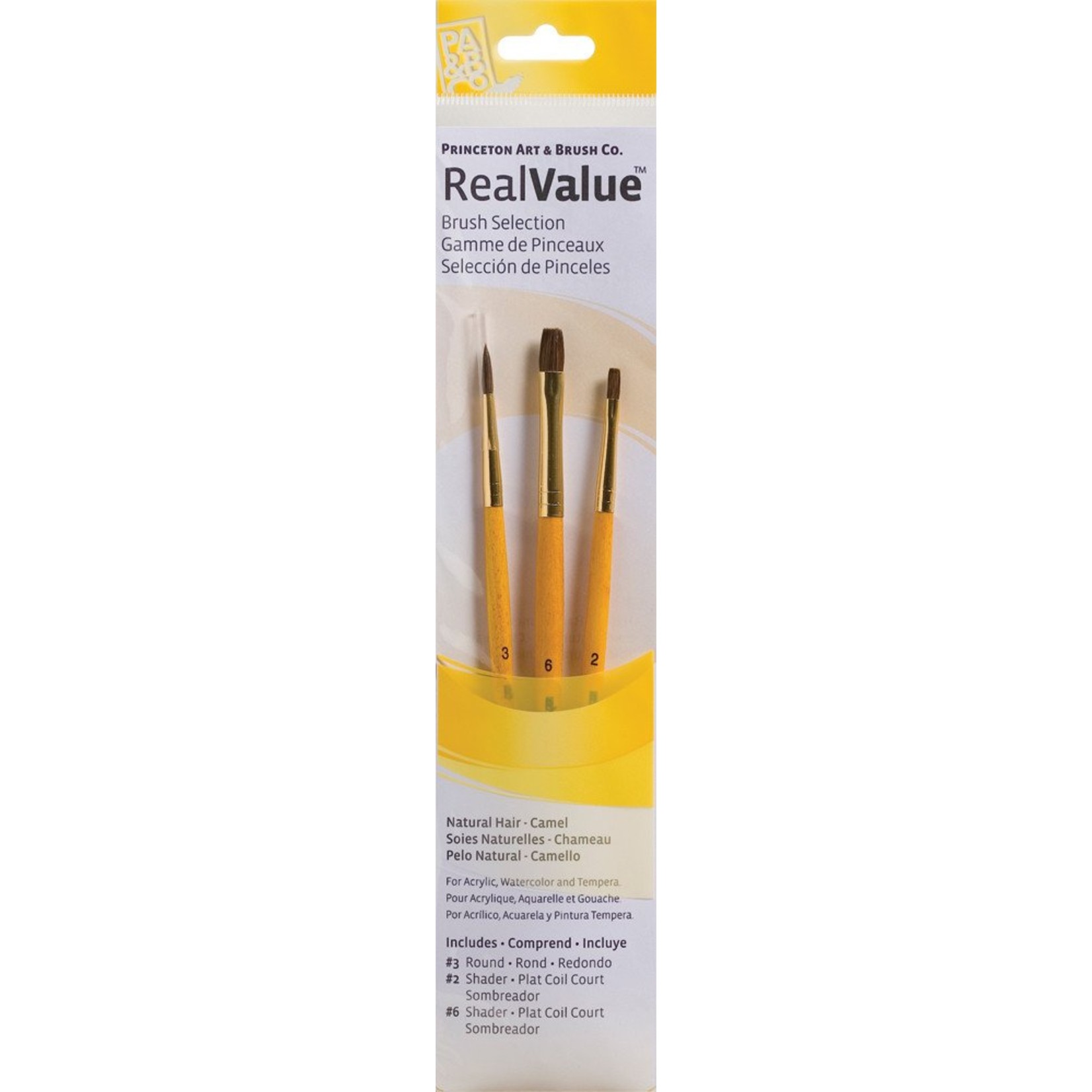 PRINCETON PRINCETON REALVALUE BRUSH SET NO. 9101 SH NATURAL CAMEL