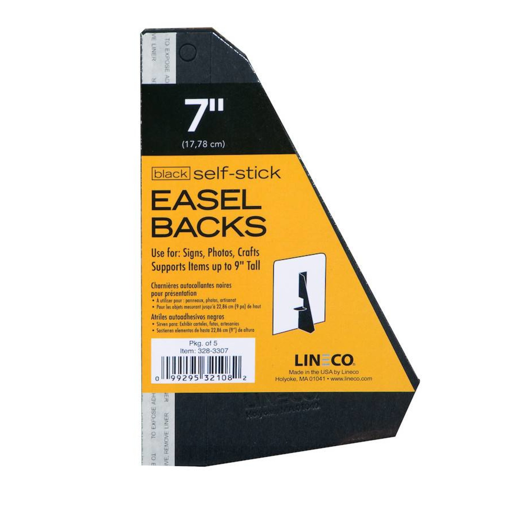 LINECO LINECO SELF-STICK EASEL BACKS BLACK 7 INCH 5/PK