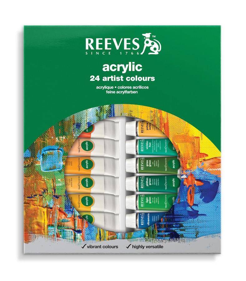 REEVES REEVES ACRYLIC TUBE SET/24 10ML 8394211 Colours Artist Supplies
