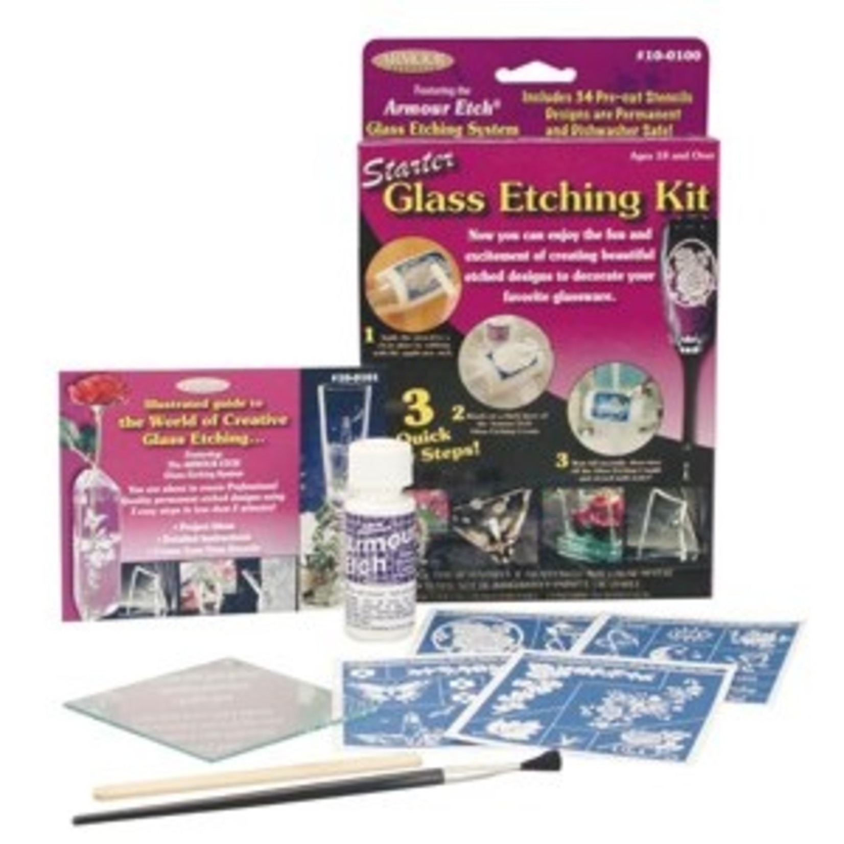 ARMOUR PRODUCTS ARMOUR ETCH GLASS ETCHING STARTER KIT Colours Artist