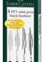 FABER CASTELL PITT ARTIST PEN FINELINER BLACK SET/4 (M, F, S, XS)