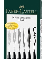 FABER CASTELL PITT ARTIST PEN BLACK SET/6