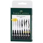 FABER CASTELL PITT ARTIST PEN BLACK SET/8