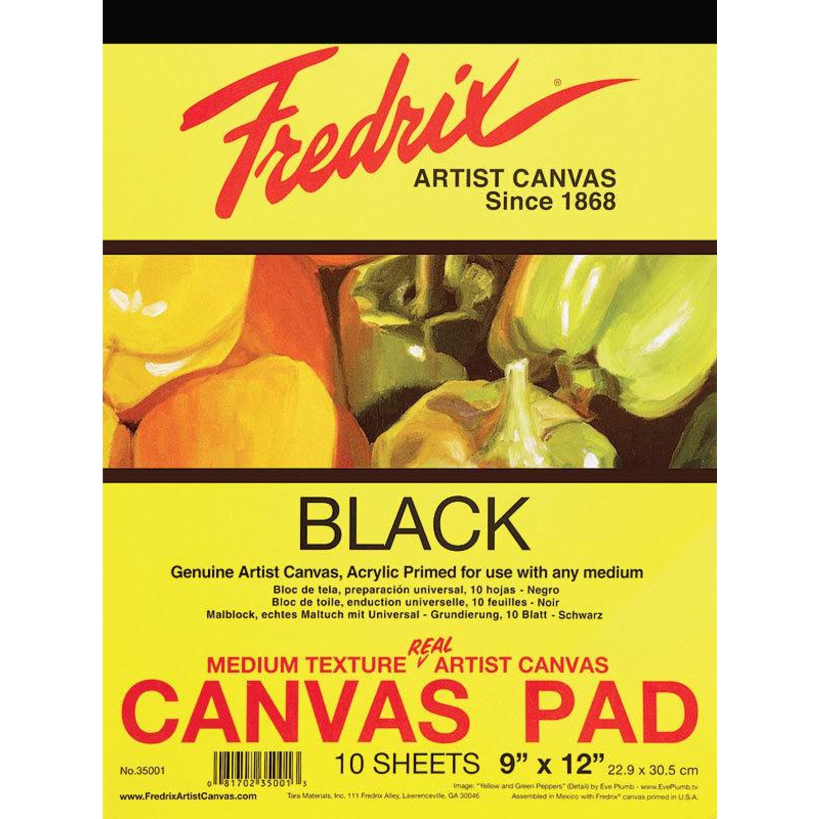 TARA (FREDRIX) FREDRIX CANVAS PAD BLACK 9X12  10SHT