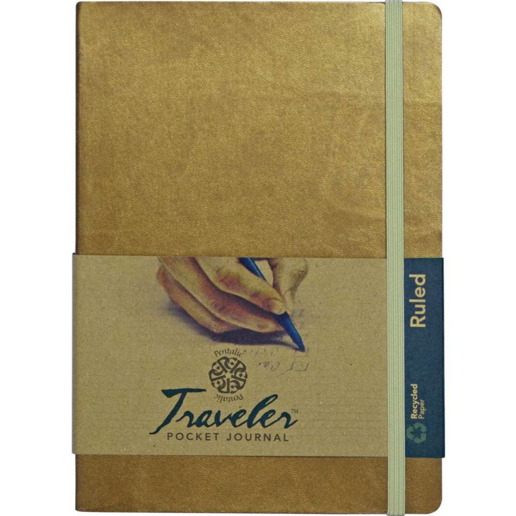 PENTALIC PENTALIC TRAVELER POCKET JOURNAL RULED 8X6 METALLIC GOLD