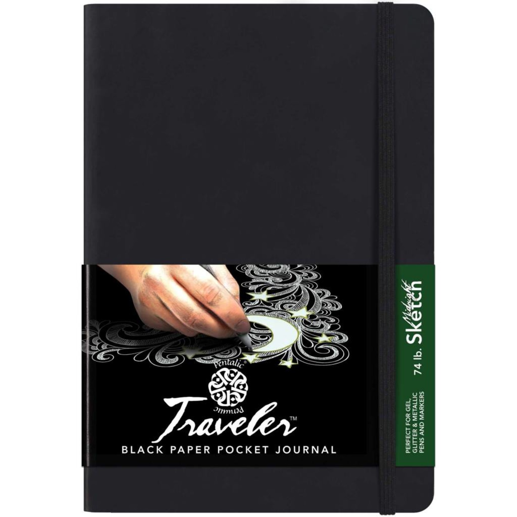 PENTALIC PENTALIC TRAVELER POCKET JOURNAL MIDNIGHT SKETCH BLACK PAPER 8X6