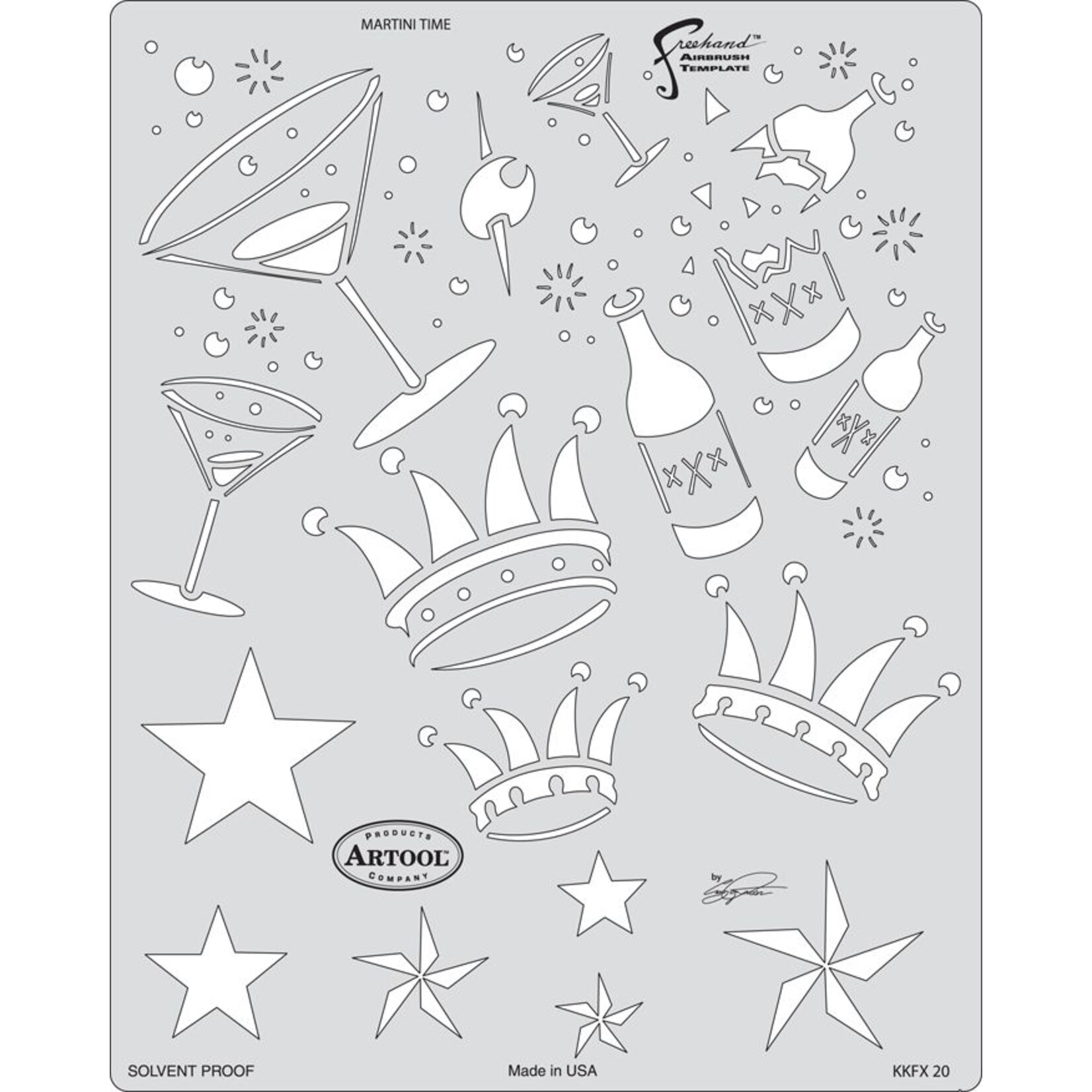 ARTOOLPRODUCTS ARTOOL FREEHAND AIRBRUSH TEMPLATE KKFX20 MARTINI TIME