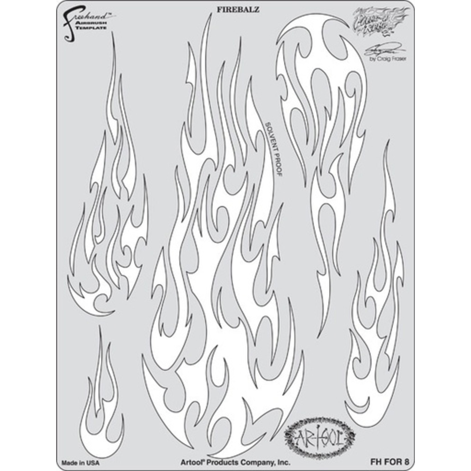 ARTOOLPRODUCTS ARTOOL FREEHAND AIRBRUSH TEMPLATE FOR8 FIRE BALZ