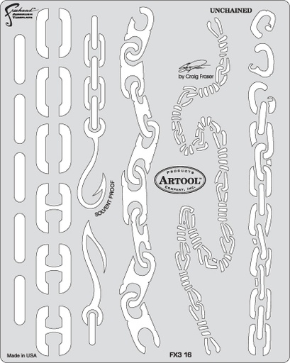 ARTOOLPRODUCTS ARTOOL FREEHAND AIRBRUSH TEMPLATE FX316 UNCHAINED