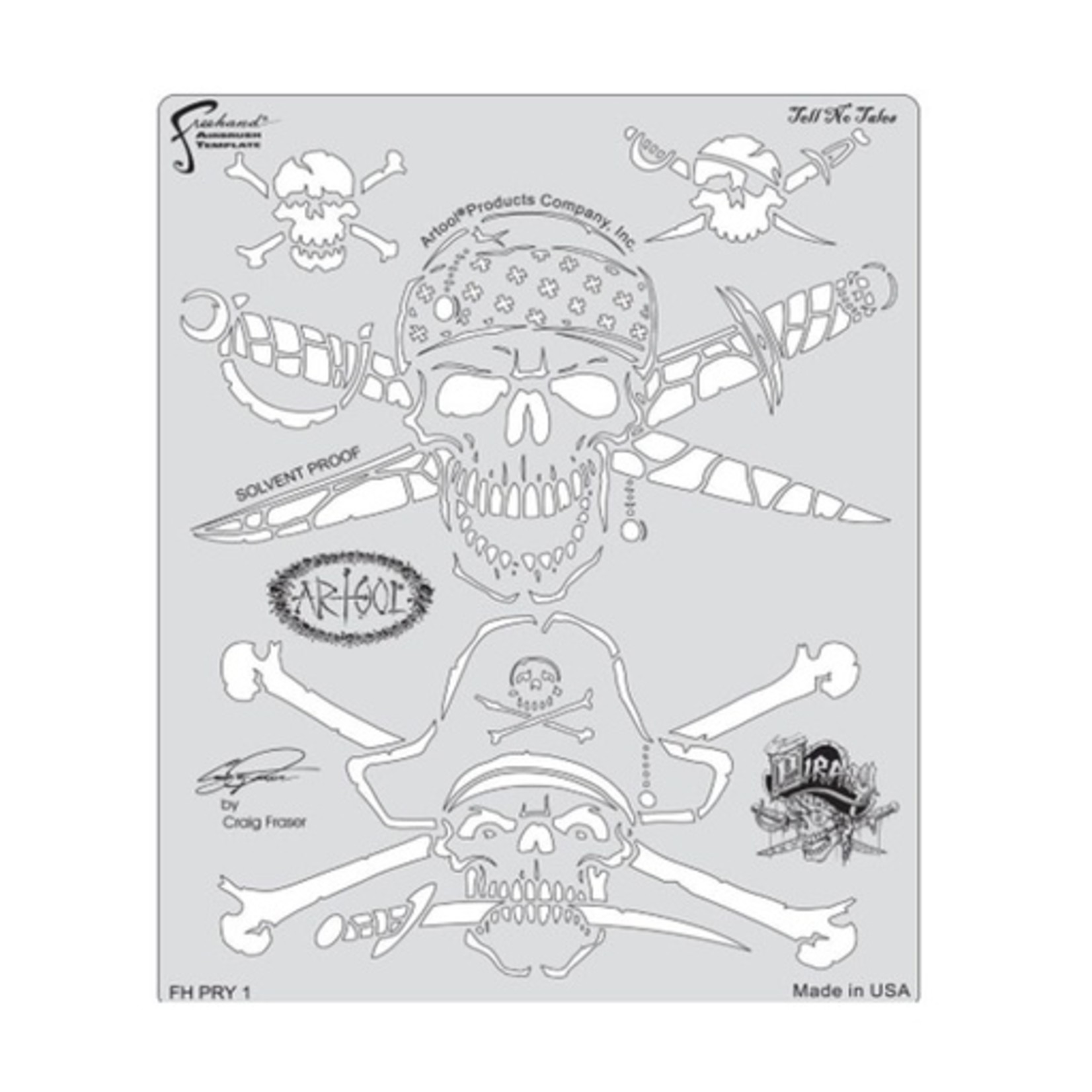 ARTOOLPRODUCTS ARTOOL FREEHAND AIRBRUSH TEMPLATE PRY1 TELL NO TALES